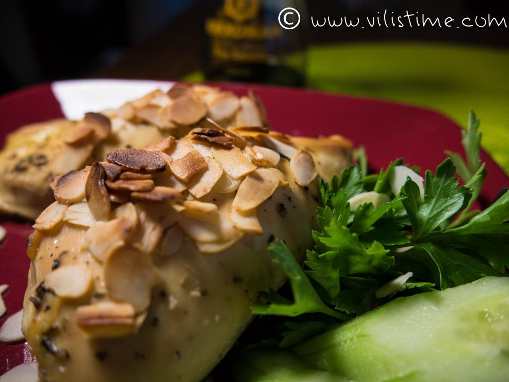 Homemade almond-crusted chicken breast