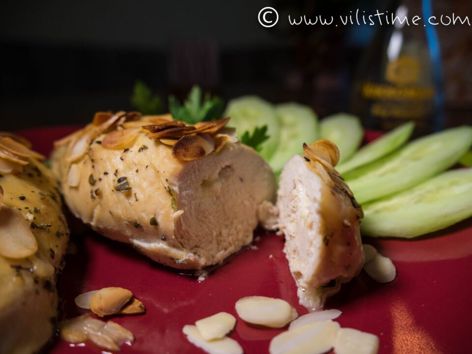 Homemade almond-crusted chicken breast